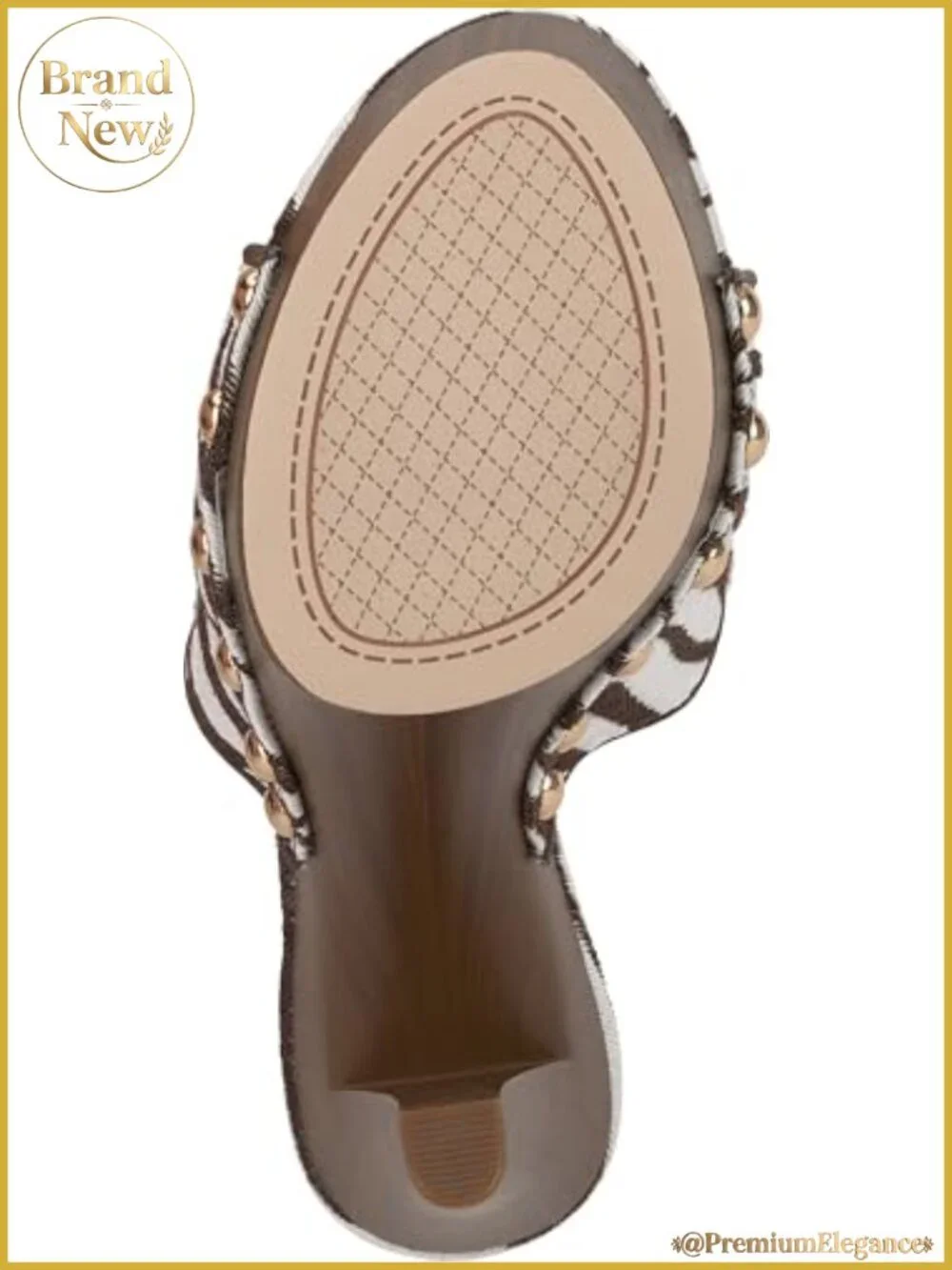 Studded Platform Sandal Slingback Cone Heel Zebra Stripe